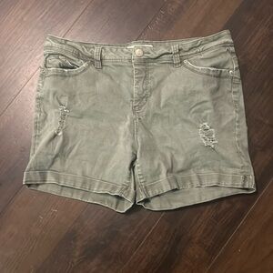 Royalty Forest Green denim shorts. Size 16.